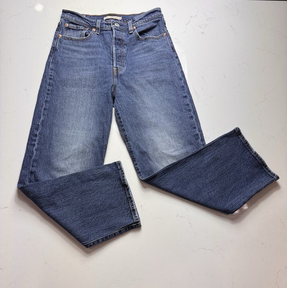 Levi’s Ribcage Straight Ankle Size 28x27 Women Denim Jeans Button Fly Blue Big E